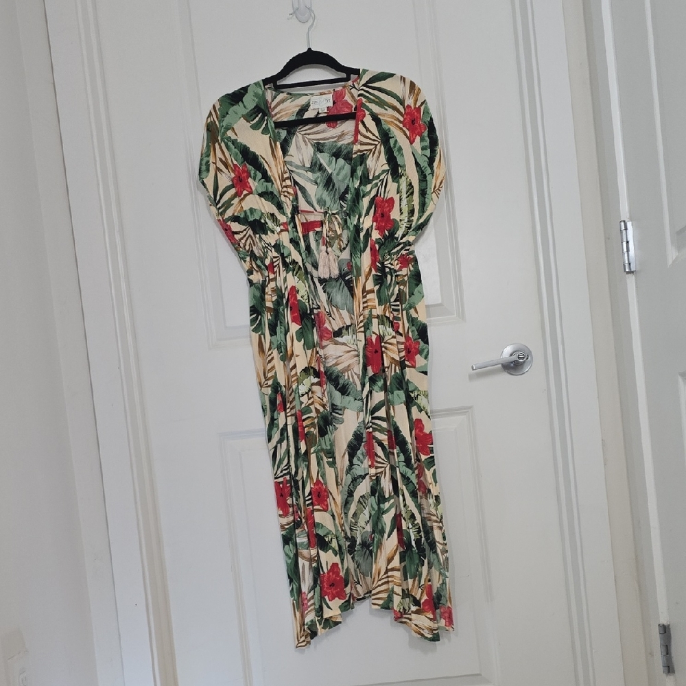 Tropical Floral Maxi Coverup